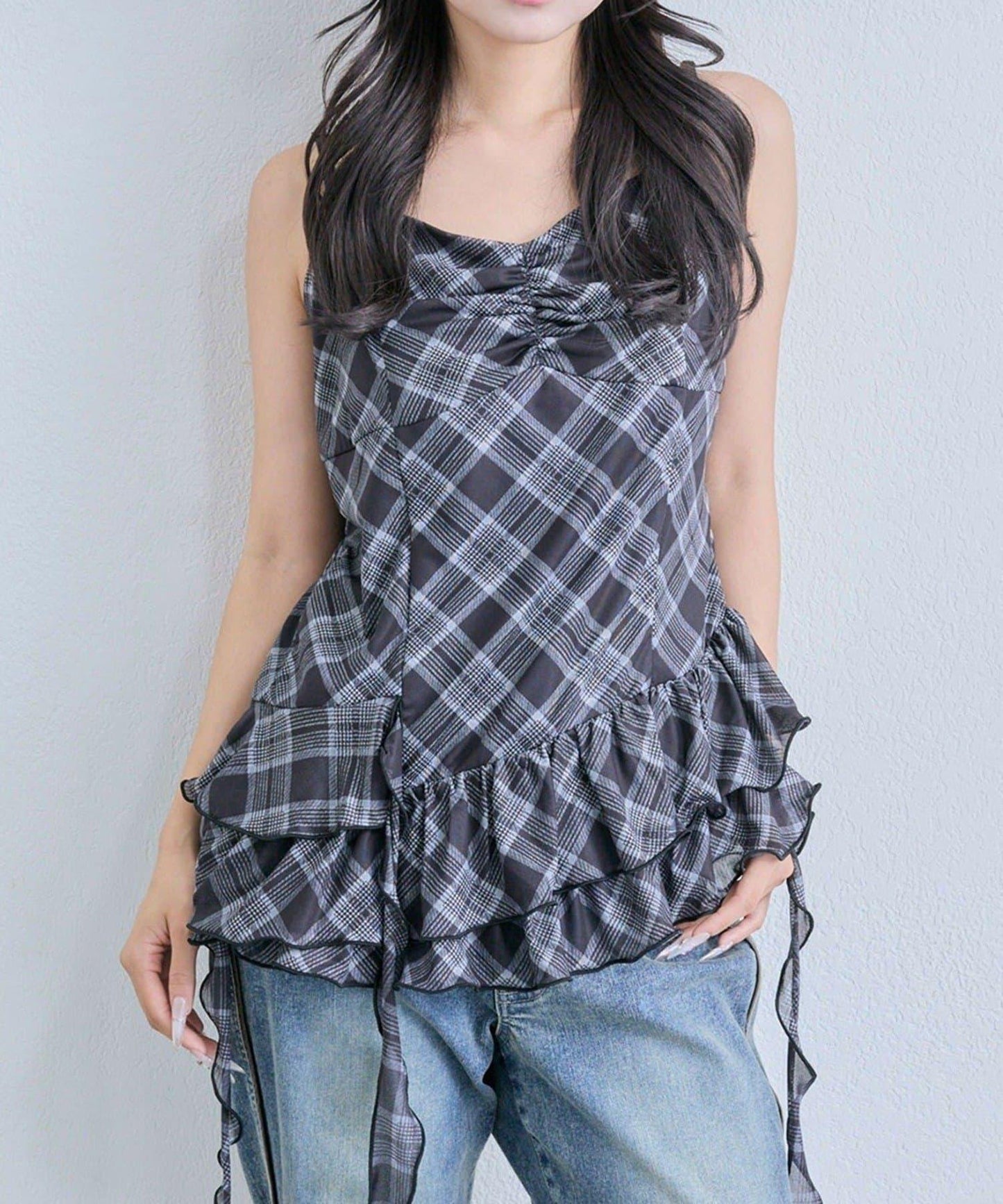 【OLIVE des OLIVE】荷葉邊長款吊帶背心