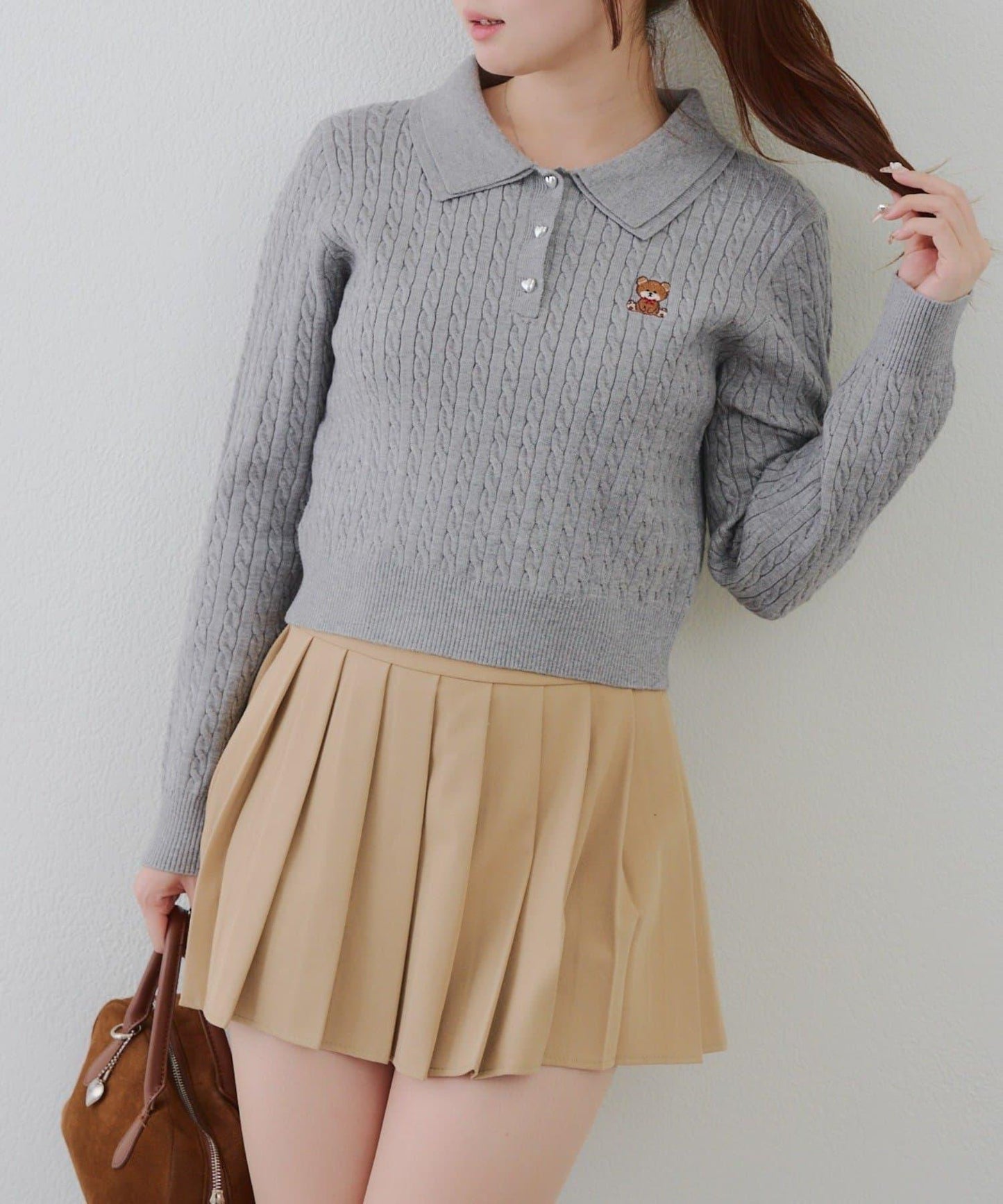 【RMAF】小熊圖案針織翻領毛衣