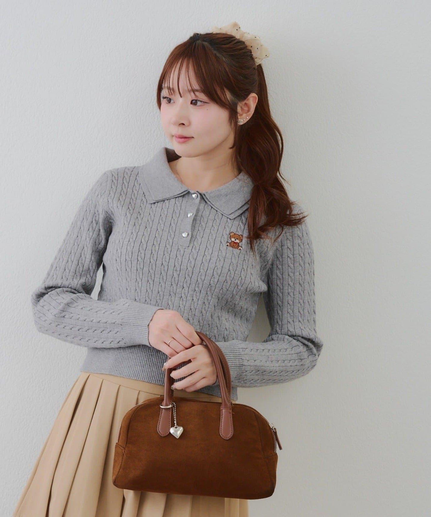 【RMAF】小熊圖案針織翻領毛衣