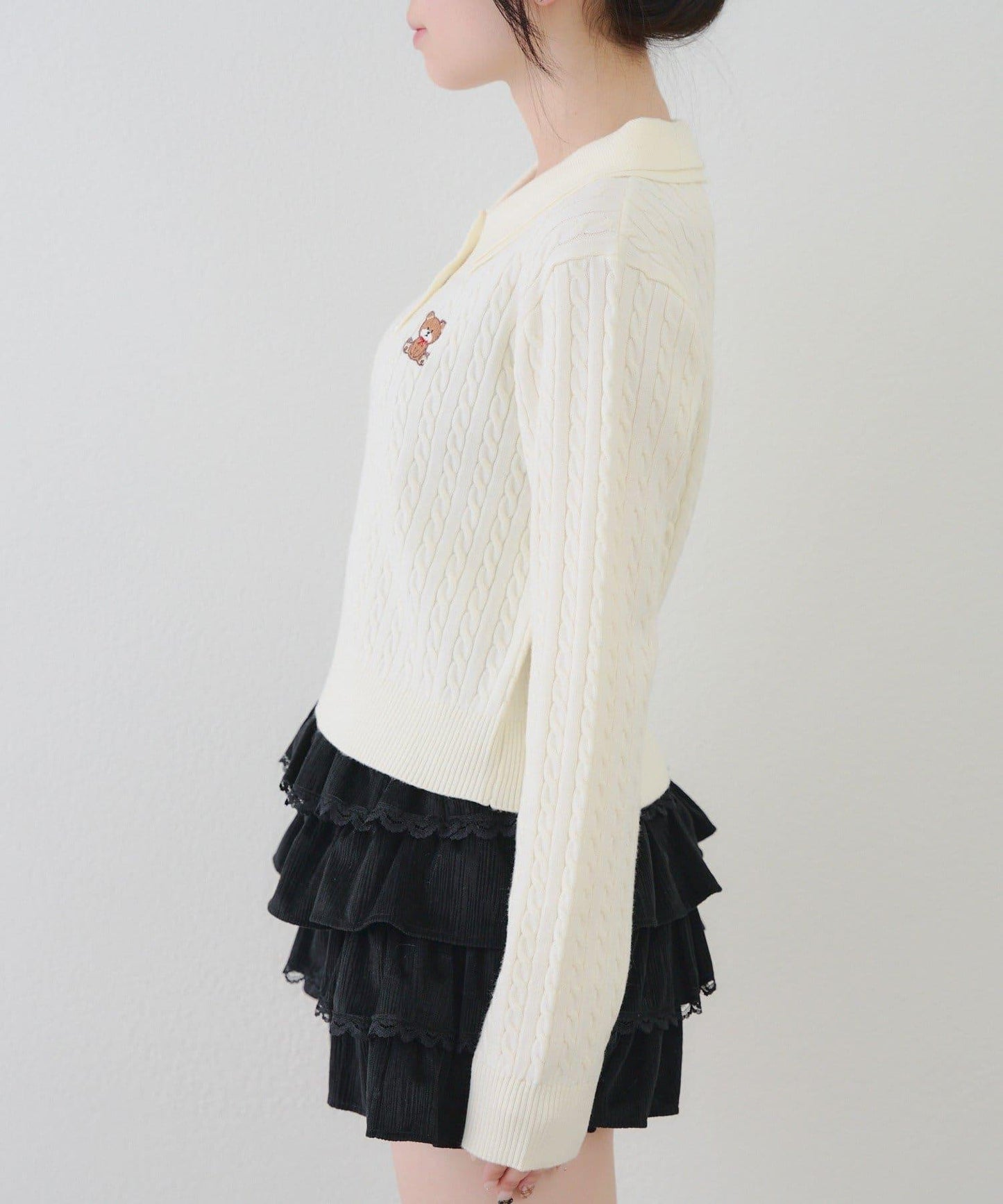 【RMAF】小熊圖案針織翻領毛衣