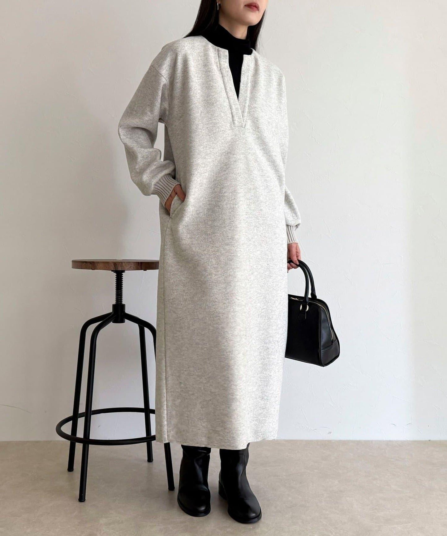 軟質針織呢連衣裙