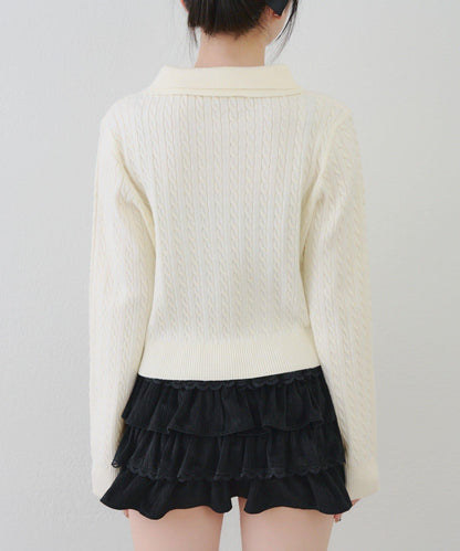 【RMAF】小熊圖案針織翻領毛衣