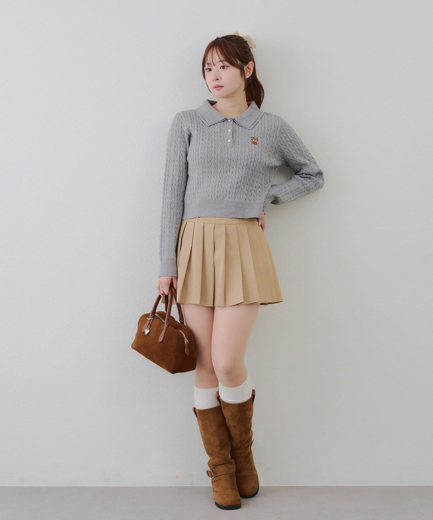 【RMAF】小熊圖案針織翻領毛衣