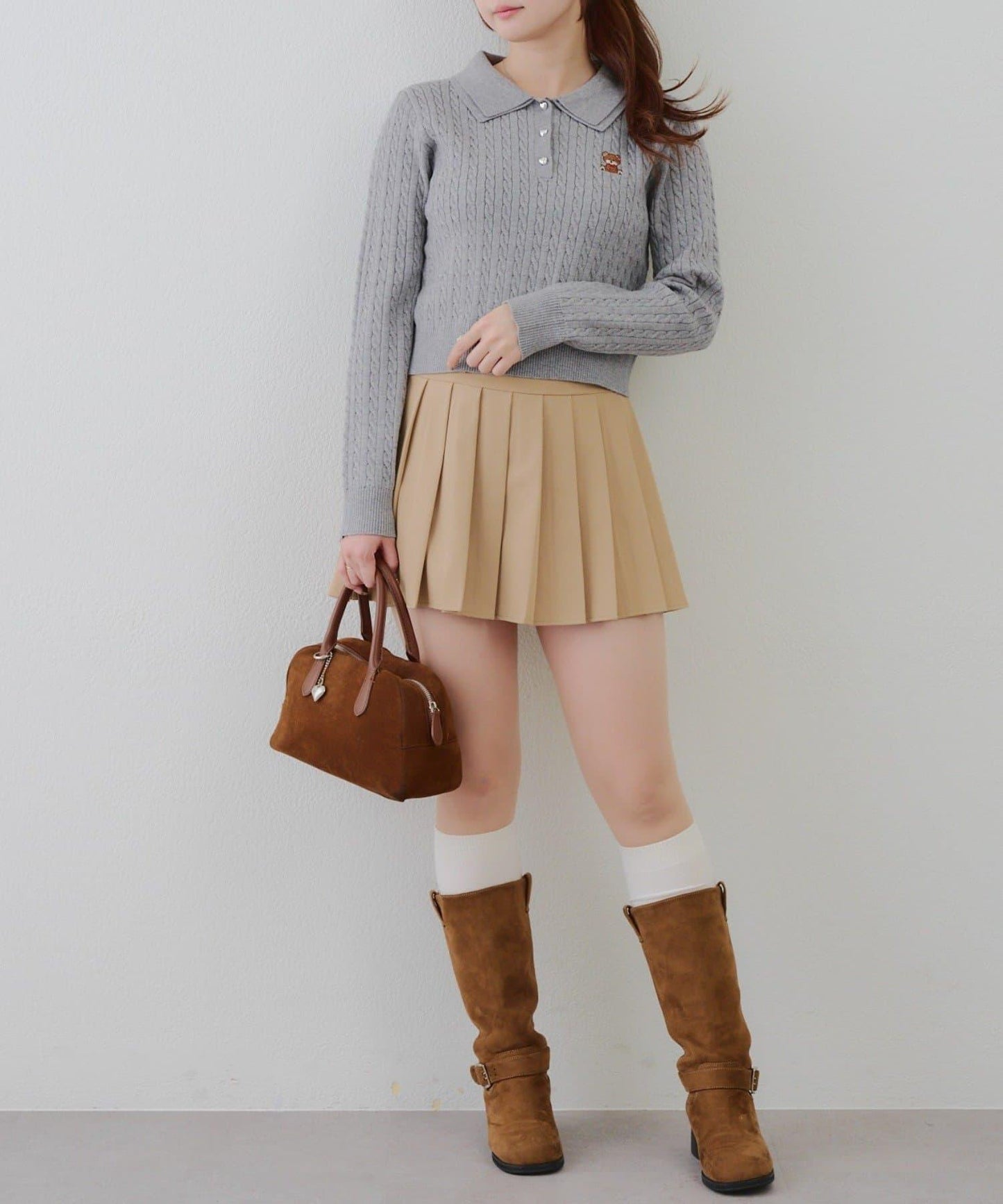 【RMAF】小熊圖案針織翻領毛衣