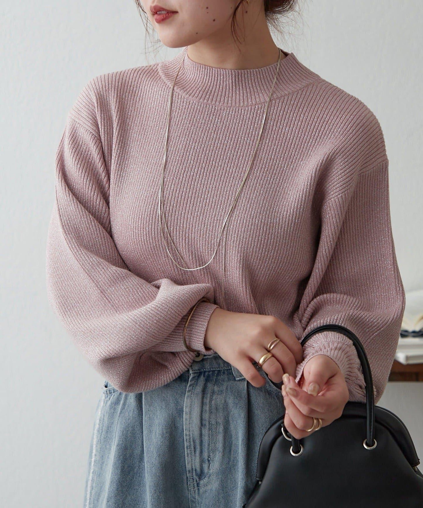 亮片羅紋針織衫