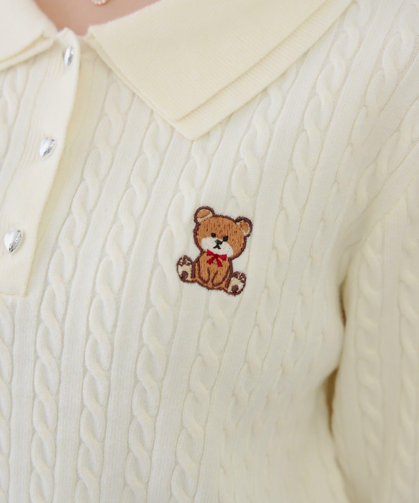 【RMAF】小熊圖案針織翻領毛衣