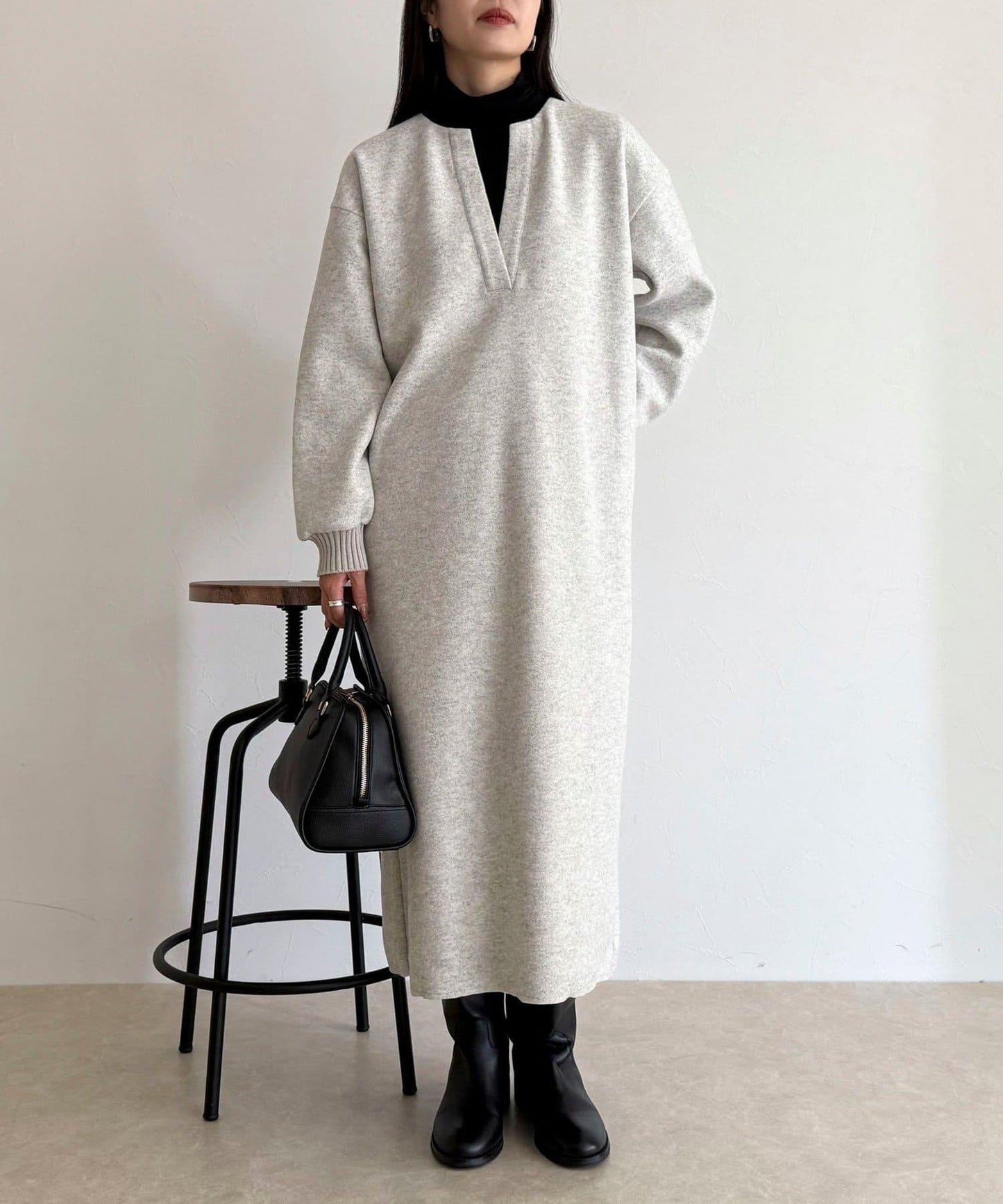 軟質針織呢連衣裙