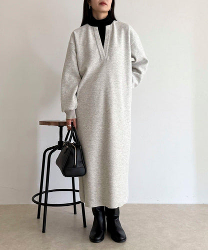 軟質針織呢連衣裙