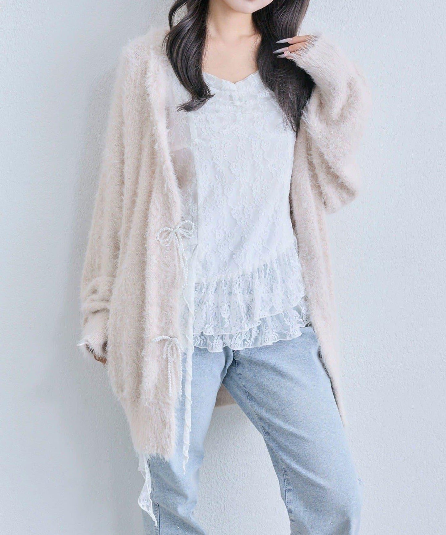 【OLIVE des OLIVE】荷葉邊長款吊帶背心