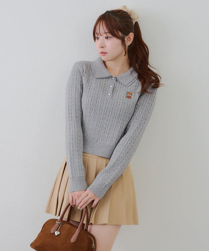 【RMAF】小熊圖案針織翻領毛衣