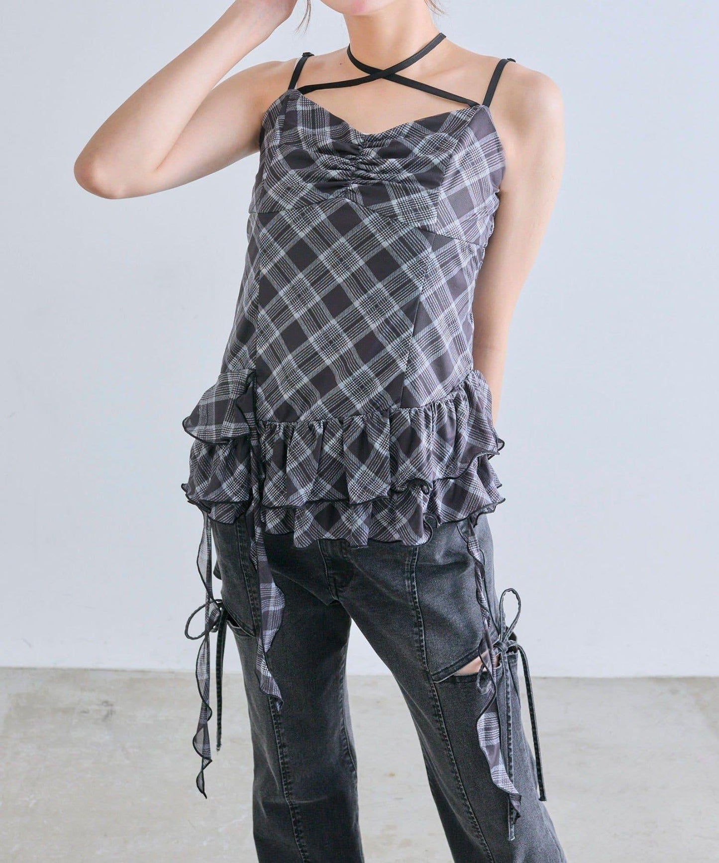 【OLIVE des OLIVE】荷葉邊長款吊帶背心