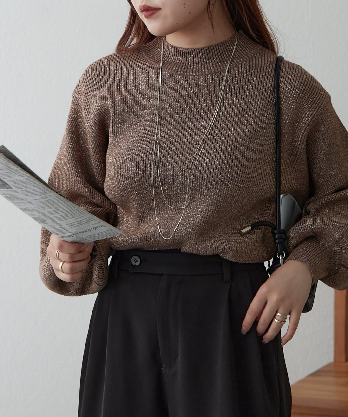 亮片羅紋針織衫