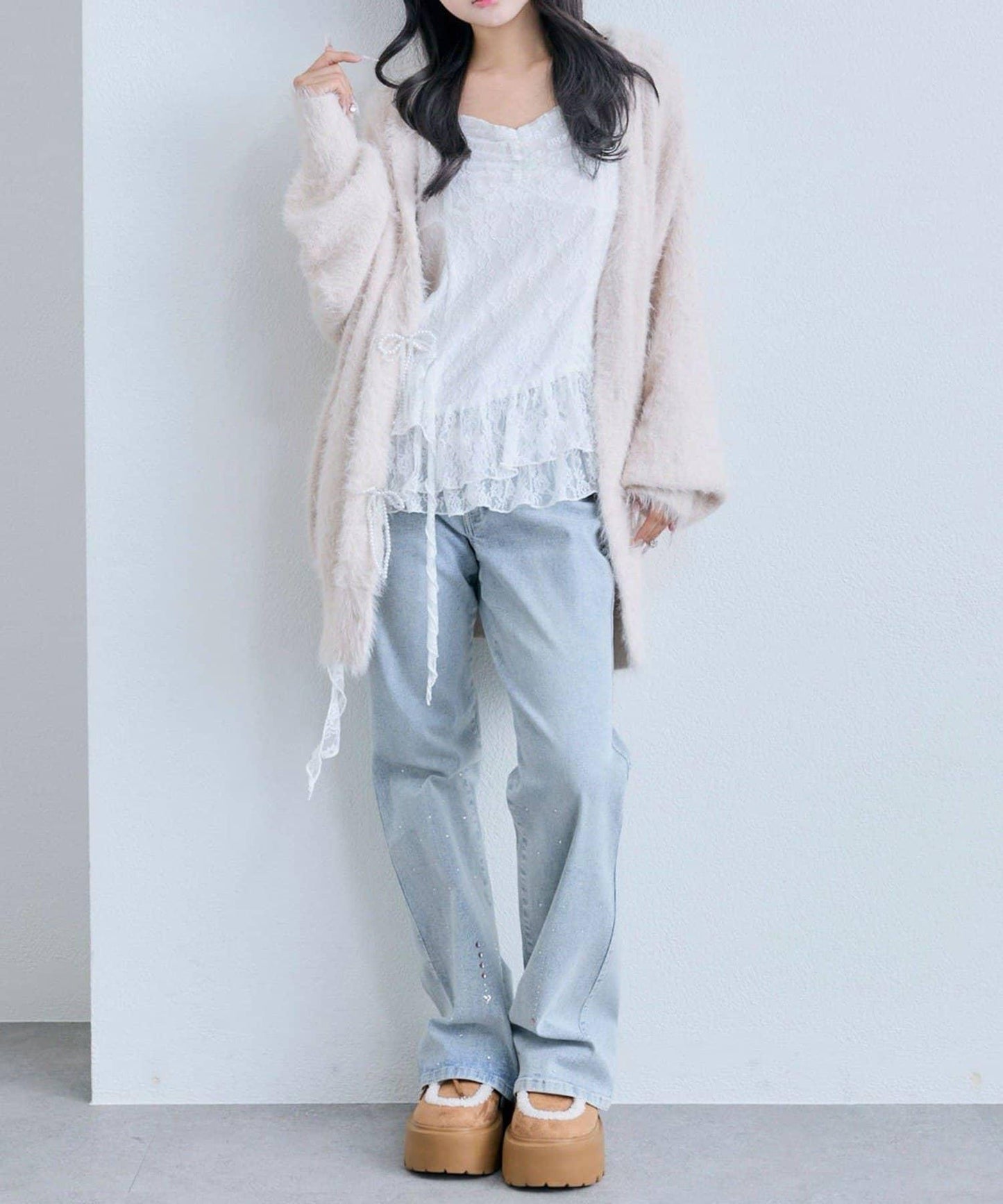 【OLIVE des OLIVE】荷葉邊長款吊帶背心