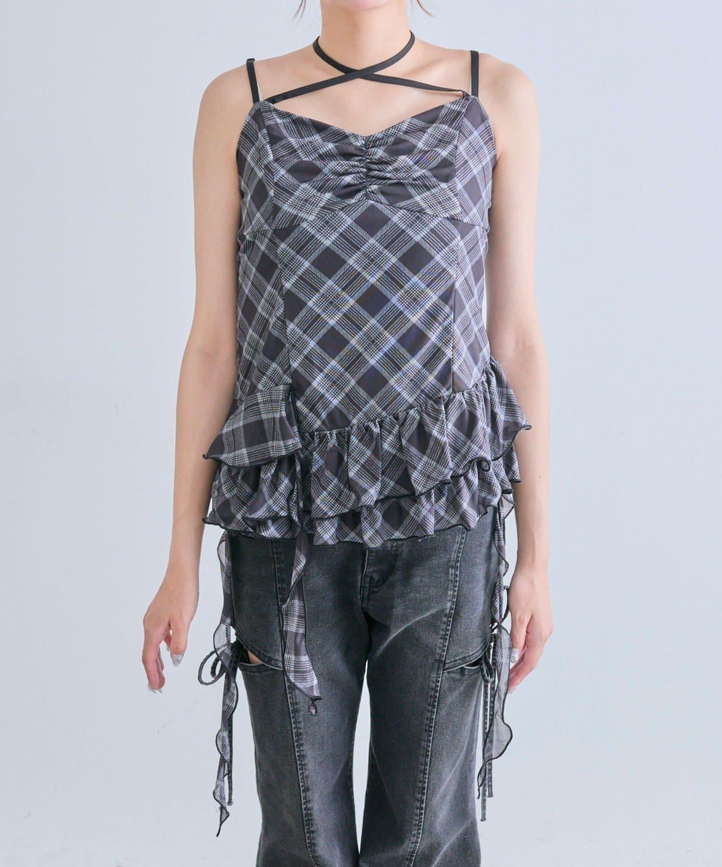 【OLIVE des OLIVE】荷葉邊長款吊帶背心