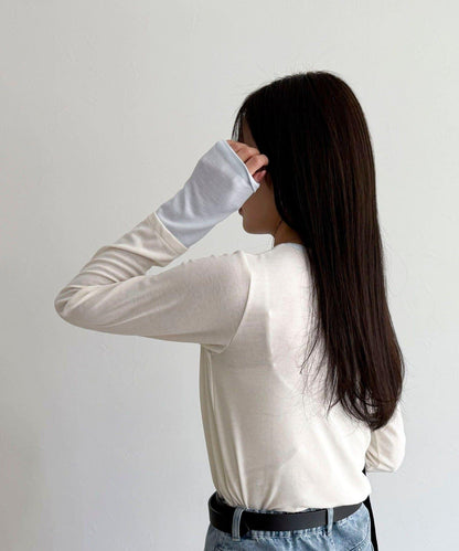 透視羅紋疊穿長袖T恤