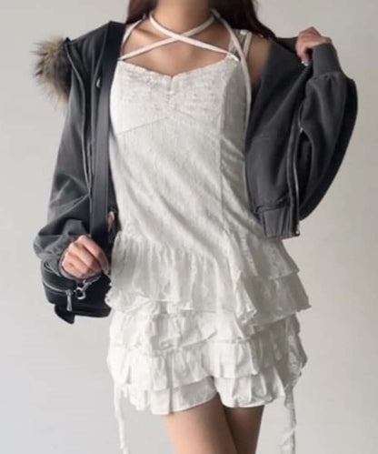 【OLIVE des OLIVE】荷葉邊長款吊帶背心