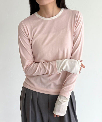 透視羅紋疊穿長袖T恤