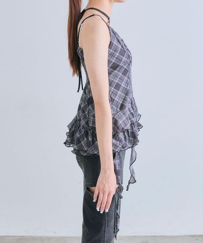 【OLIVE des OLIVE】荷葉邊長款吊帶背心