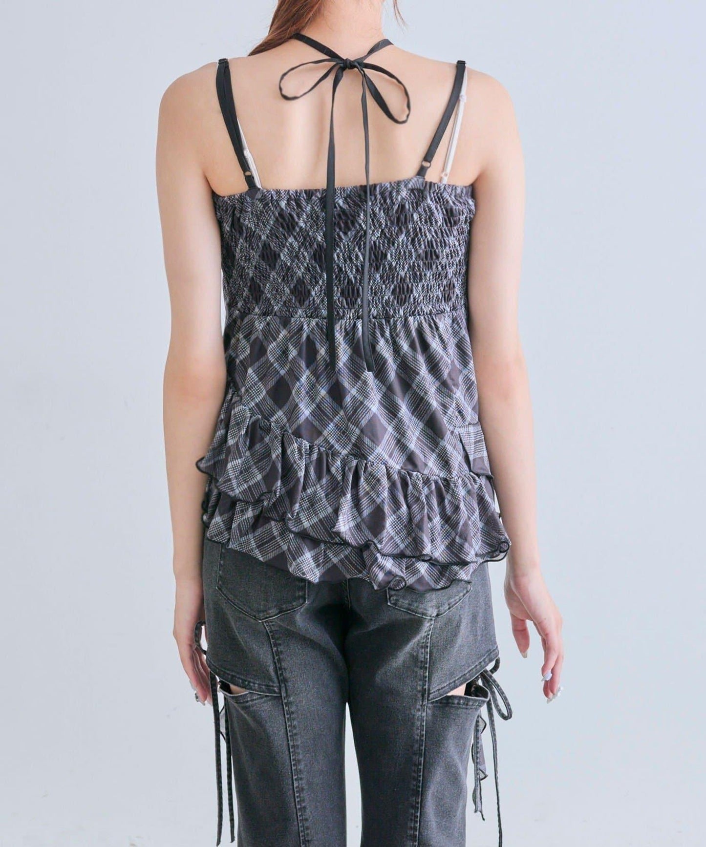 【OLIVE des OLIVE】荷葉邊長款吊帶背心