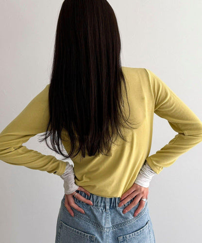 透視羅紋疊穿長袖T恤