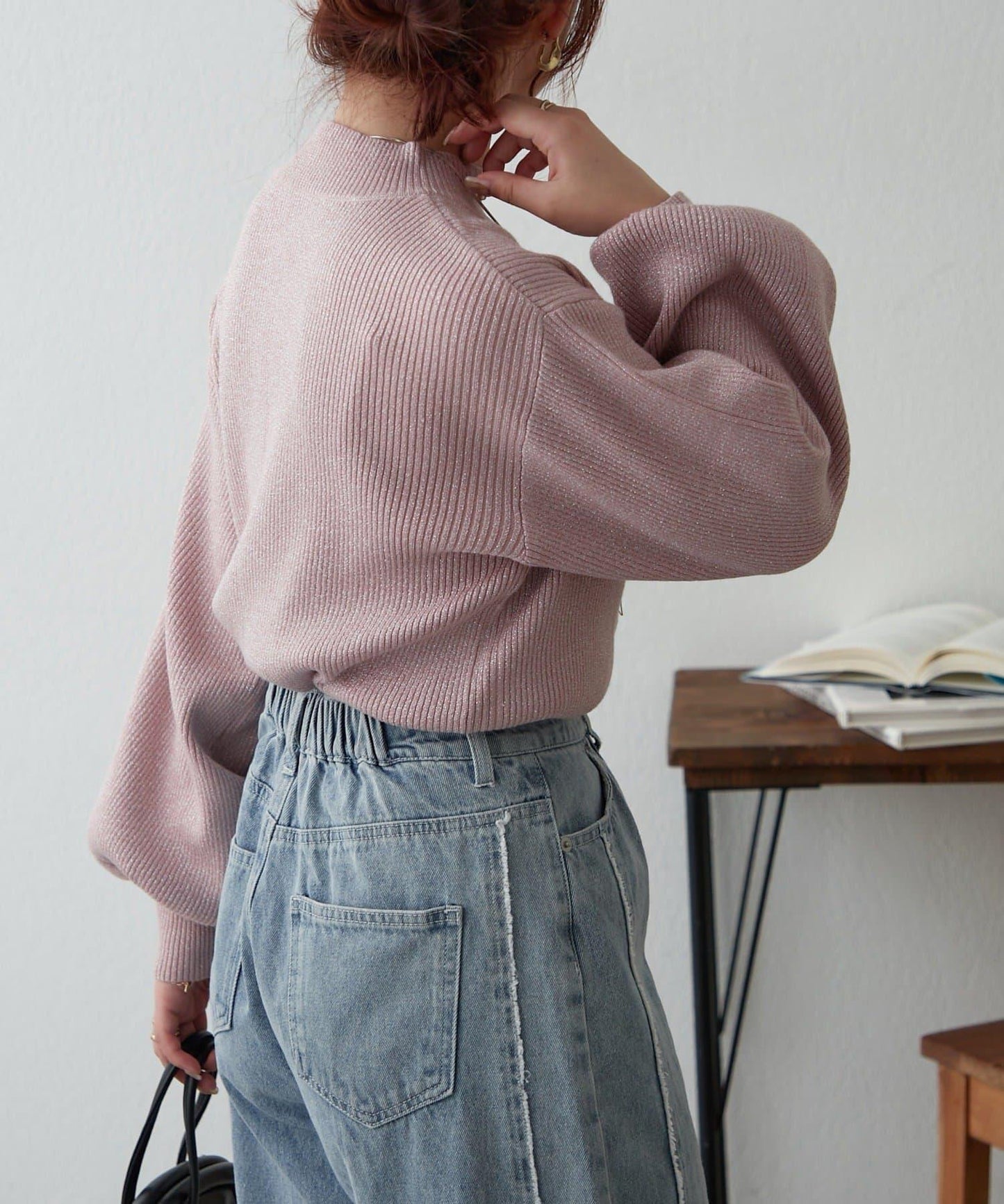 亮片羅紋針織衫