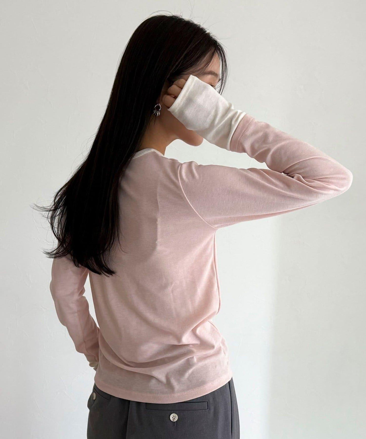 透視羅紋疊穿長袖T恤