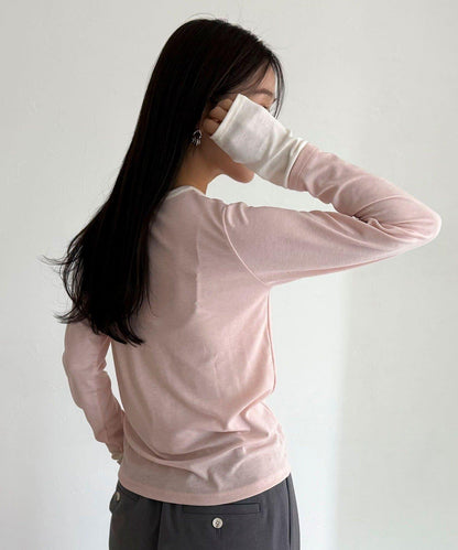 透視羅紋疊穿長袖T恤