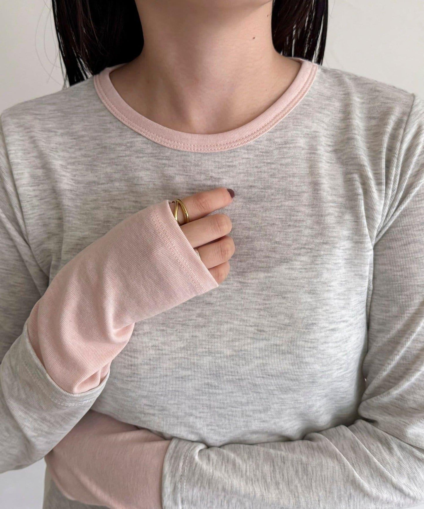 透視羅紋疊穿長袖T恤