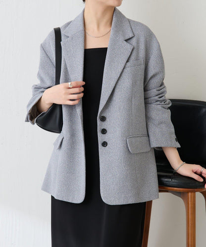 【帶內襯】粗花呢寬鬆夾克