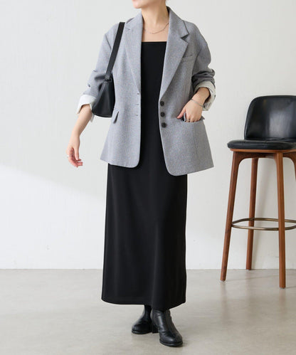 【帶內襯】粗花呢寬鬆夾克