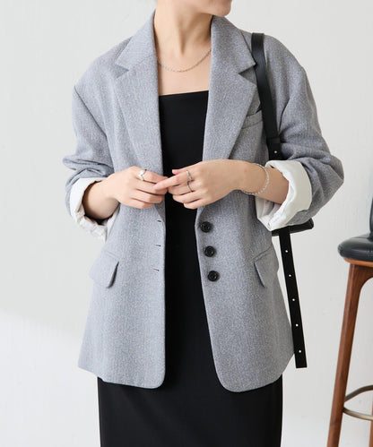 【帶內襯】粗花呢寬鬆夾克