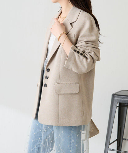 【帶內襯】粗花呢寬鬆夾克