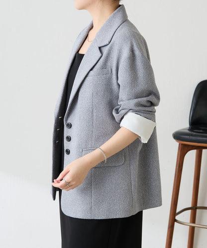 【帶內襯】粗花呢寬鬆夾克