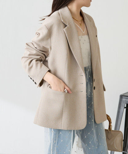 【帶內襯】粗花呢寬鬆夾克