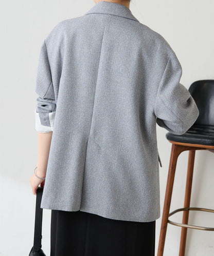 【帶內襯】粗花呢寬鬆夾克