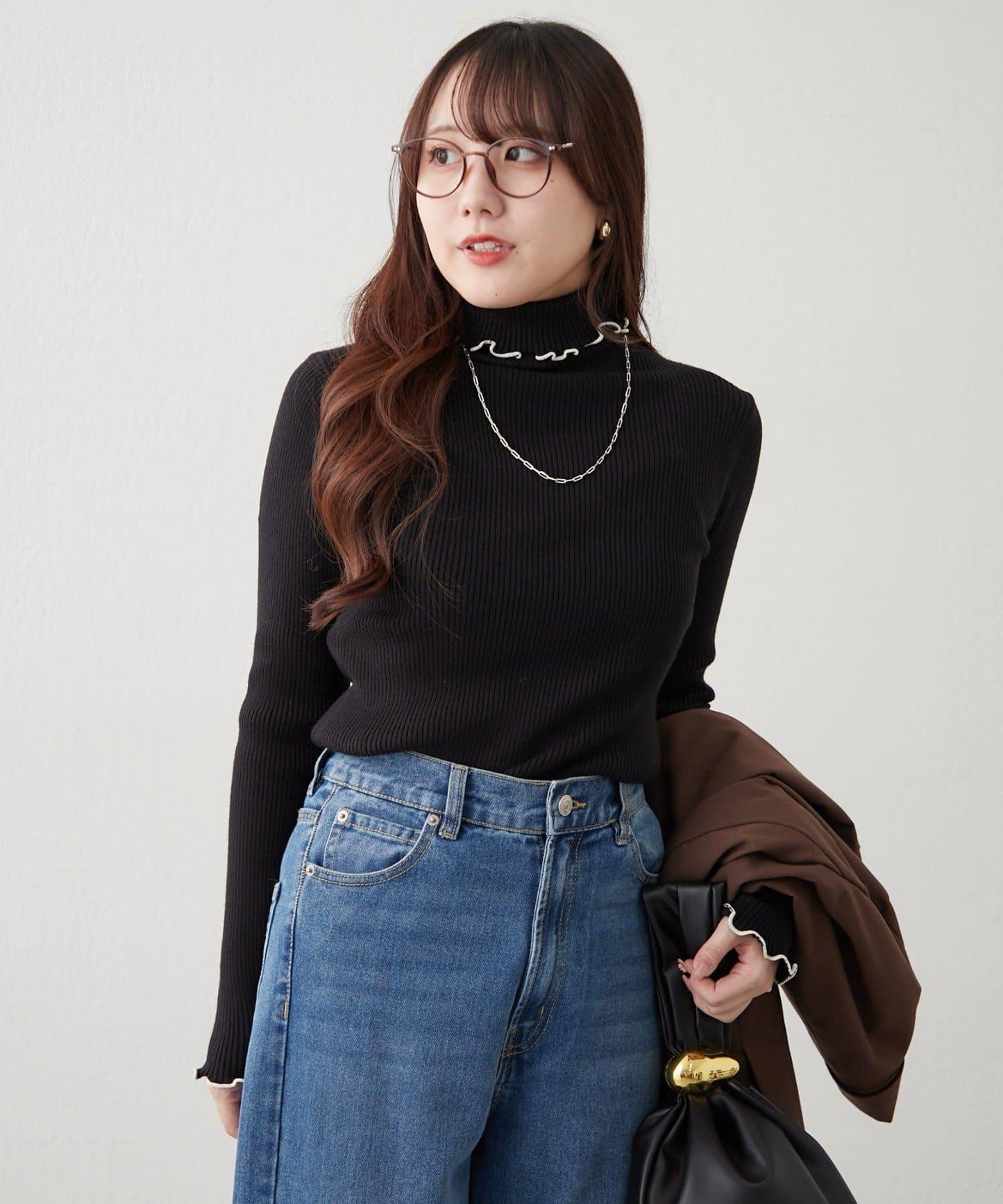 【RMAF】微喇高領羅紋針織衫