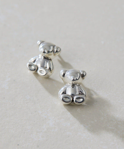 《スターリングシルバー使用》泰迪熊耳環