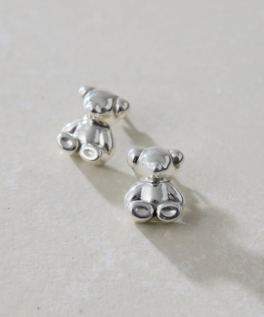 《スターリングシルバー使用》泰迪熊耳環