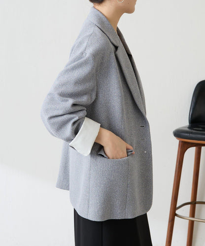 【帶內襯】粗花呢寬鬆夾克
