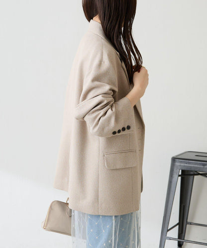 【帶內襯】粗花呢寬鬆夾克