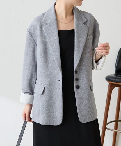 【帶內襯】粗花呢寬鬆夾克