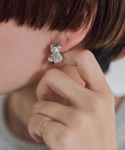 《スターリングシルバー使用》泰迪熊耳環