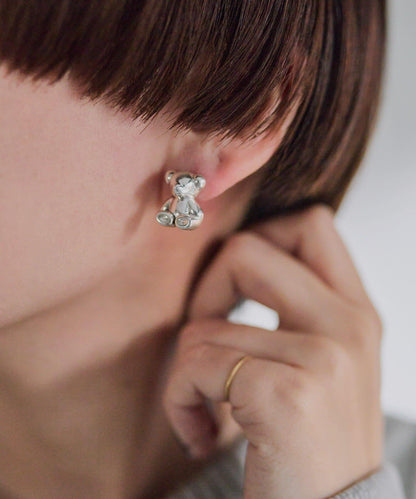 《スターリングシルバー使用》泰迪熊耳環