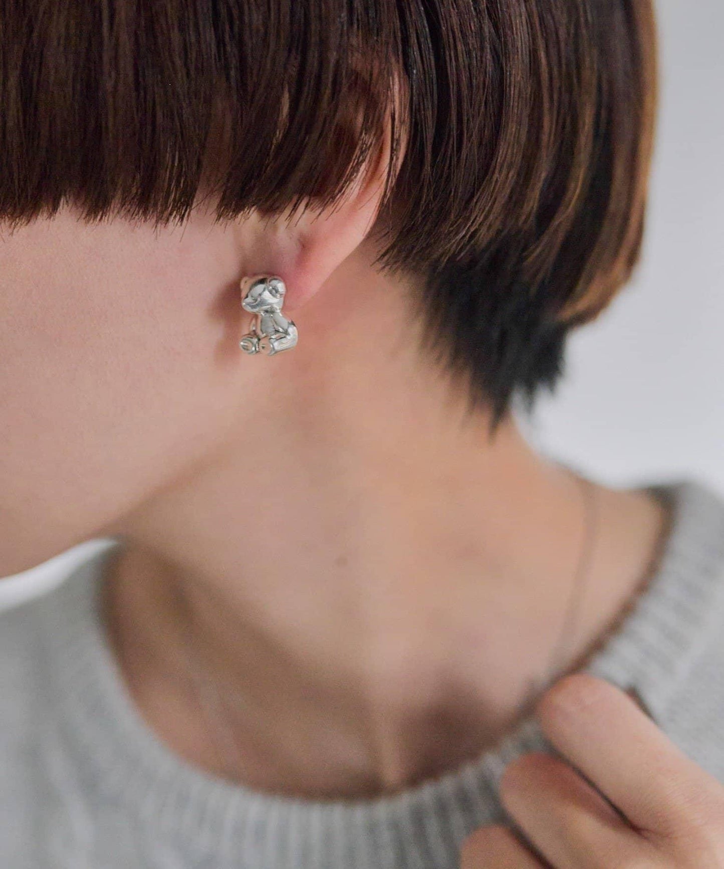 《スターリングシルバー使用》泰迪熊耳環