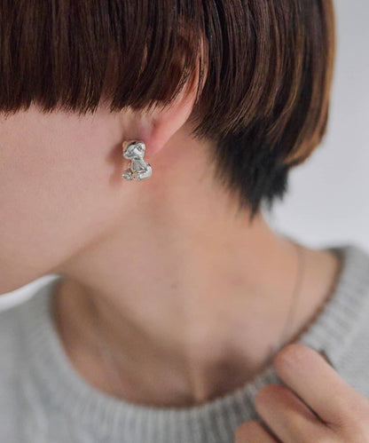 《スターリングシルバー使用》泰迪熊耳環