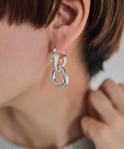 《スターリングシルバー使用》2WAY三角形圈式耳環