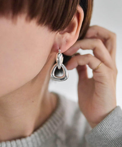 《スターリングシルバー使用》2WAY三角形圈式耳環