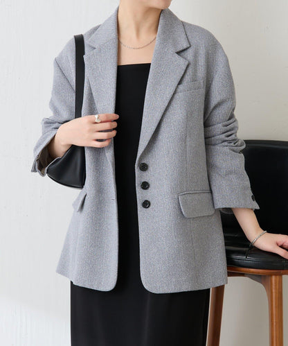 【帶內襯】粗花呢寬鬆夾克