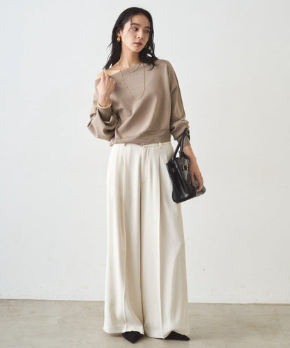 喬其紗一字肩針織衫