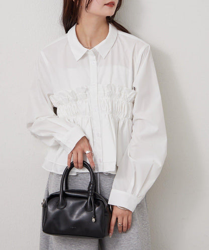 褶皺層疊女式襯衫
